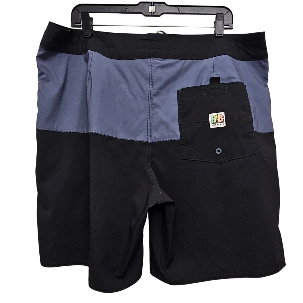 Howler Brothers Board Shorts 38 Black Blue Colorblock Surf Swim‎ Trunks Stretch